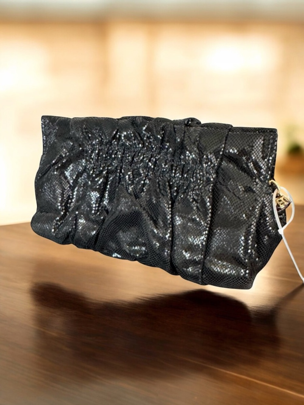 🆕 Henri Bendel Black Snakeskin Evening Bag Clutch